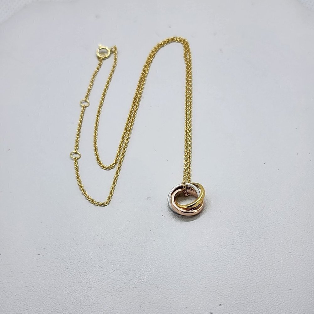 Brand New Sterling Silver 925 Tri Color Round Necklace